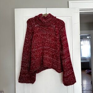 Urban Outfitters Red Knit Overnight Sweater